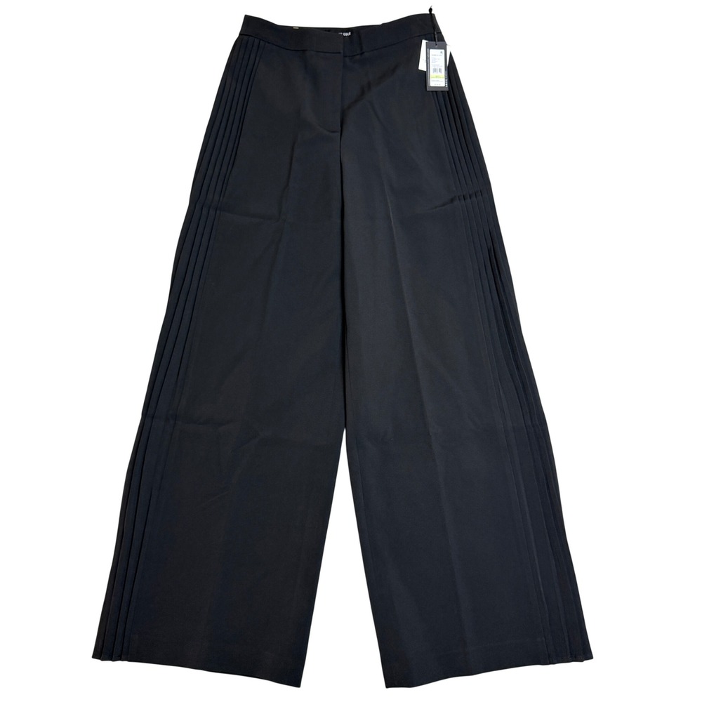 Kenneth Cole Wide Leg Dress Pants Women 4 Black Pleated Office Trousers NEW $119